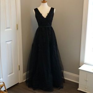 Black backless formal gown